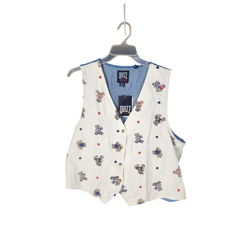 Quizz Patriotic Tedd Bear Print Vest NWT women's 16/18